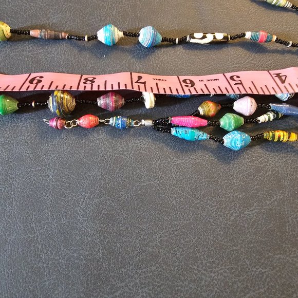 New Recycled Paper Beads Acacia Creation Artisan Necklace Bracelet Studio Kenya - Picture 14 of 16